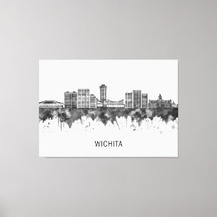 Wichita Kansas Skyline BW Canvas Print