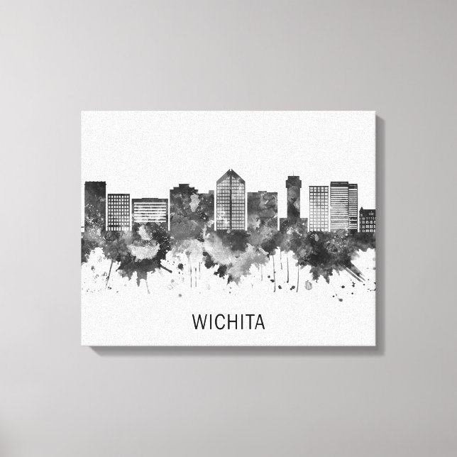 Wichita Kansas Skyline BW Canvas Print (Front)