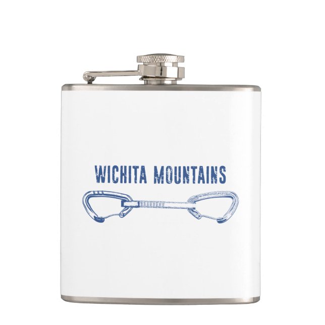 Wichita Mountains Rock Climbing Quickdraw Hip Flask (Front)
