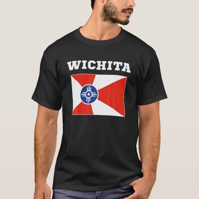 Wichita T shirt USA Tee Travel Kansas Flag Gift Am (Front)