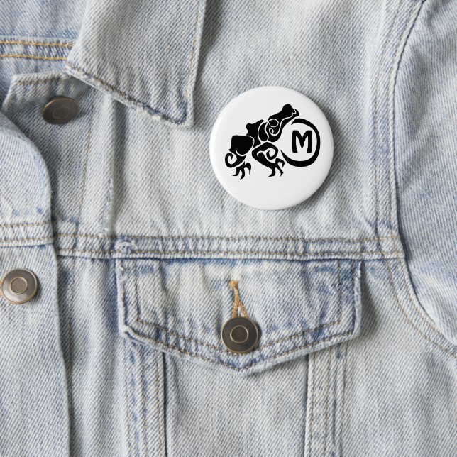 Wick Tribal Frog Monogram 6 Cm Round Badge (In Situ)