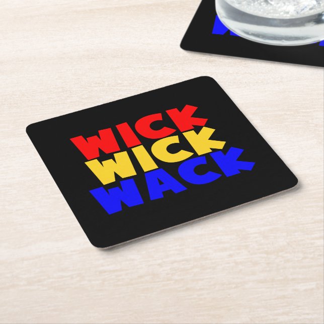 Wick Wick Wack Square Paper Coaster (Angled)