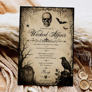 Wicked Affair Halloween Party Vintage Invitation