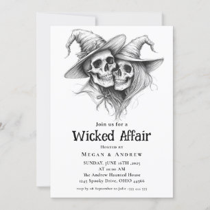 Wicked Affair Halloween Vintage Gothic Skull Invit Invitation