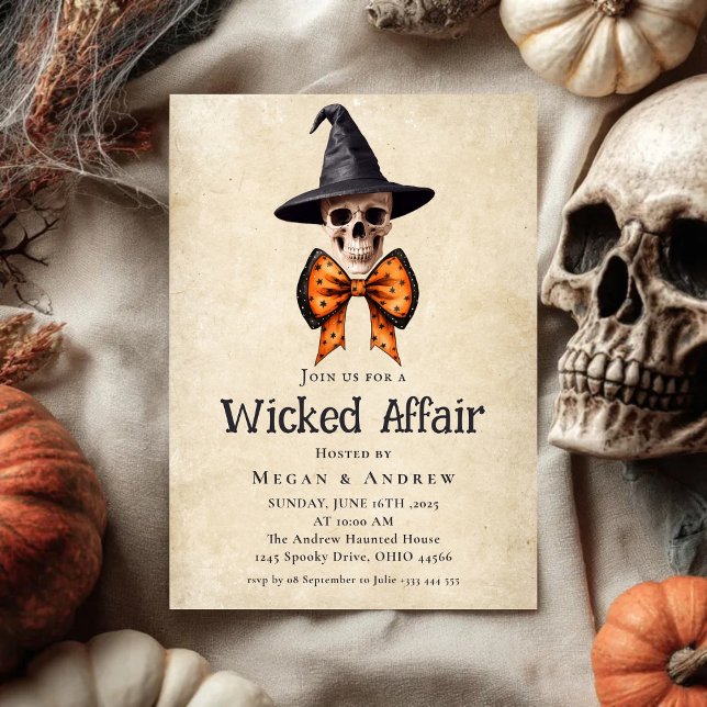 Wicked Affair Halloween Vintage Gothic Skull Invitation (Creator Uploaded)
