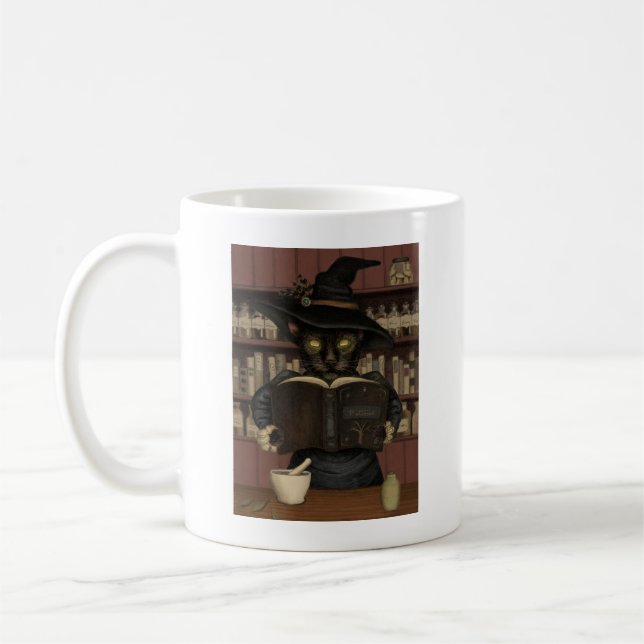 Wicked Apothecary Halloween Cat Mug (Left)