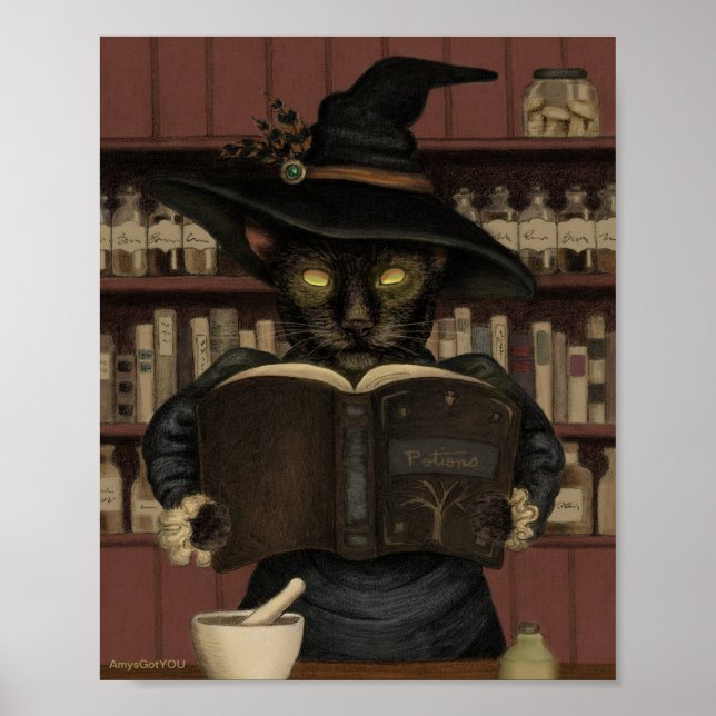 Wicked Apothecary Halloween Cat Poster (Front)