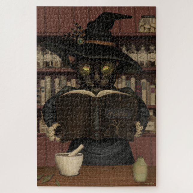 Wicked Apothecary Halloween Cat Puzzle (Vertical)