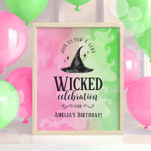 Wicked Birthday Party Poster – Pink & Green Witch 