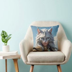 Wicked Blue Eyed Cat  Cushion