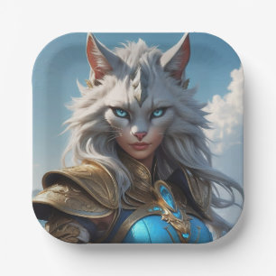 Wicked Blue Eyed Cat Paper Plate