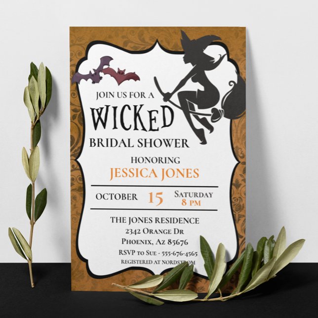 Wicked Bridal Shower Witch Halloween October Invitation (Creator Uploaded)