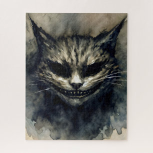 Wicked Cat Smiling Watercolor Artwork Jigsaw Puzzle