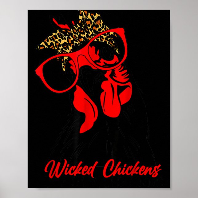 Wicked Chickens Lay Deviled Egg Funny Rooster Chic Poster (Front)