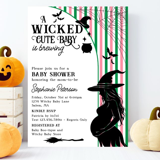 Wicked Cute Baby is Brewing Halloween Baby Shower Invitation (Creator Uploaded)