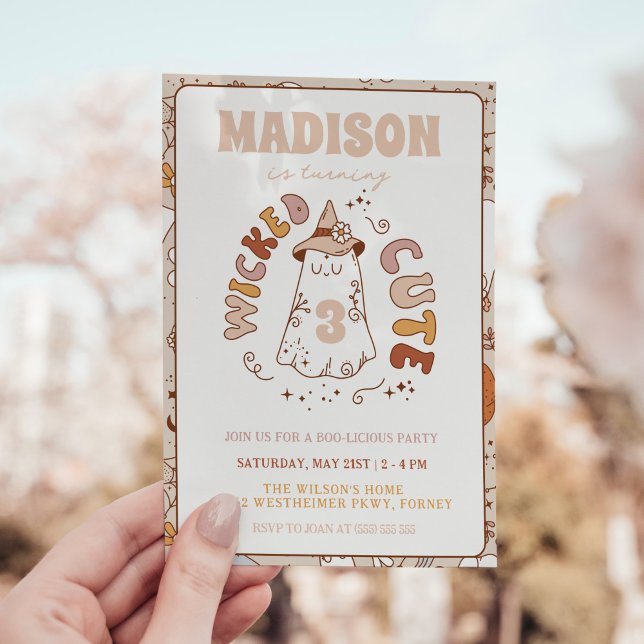 Wicked Cute Cute Groovy Ghost Halloween Birthday Invitation (Creator Uploaded)