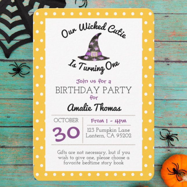 Wicked Cutie Orange Dot Child Birthday Small Invitation (Creator Uploaded)