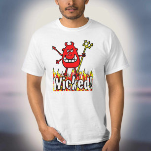 Wicked Devil with Flames Design T-Shirt