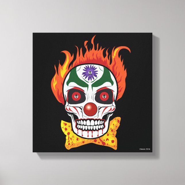 Wicked Evil Clown Skull Demon Wall Art Home Decor (Front)