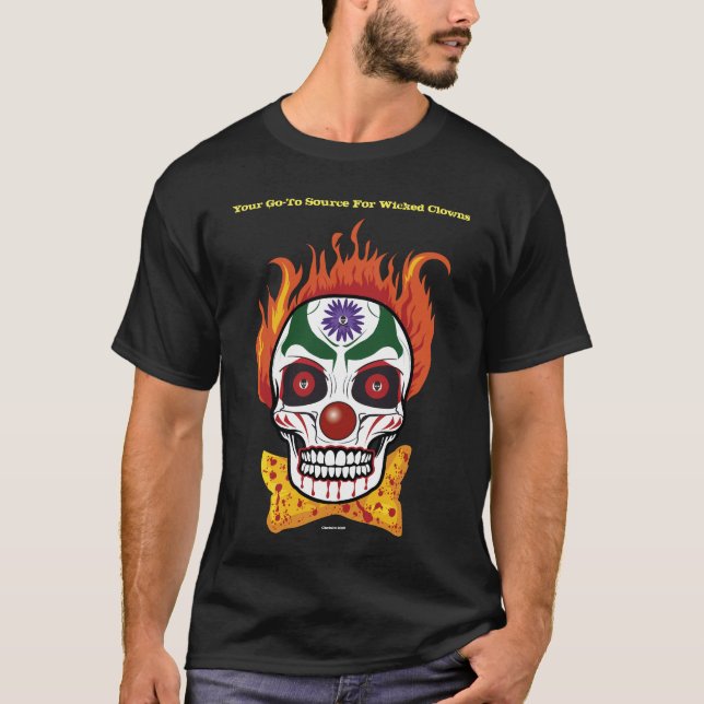 Wicked Evil Clown Skull Mens Tshirt (Front)
