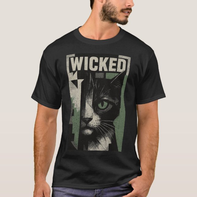 Wicked Feline Abstract Art T-Shirt (Front)