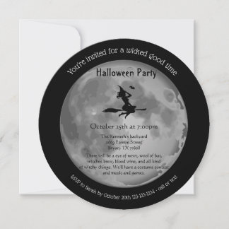 Wicked Full Moon Mystical Witch Halloween Party Invitation