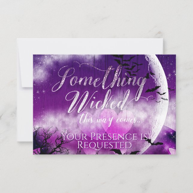 Wicked Fun Halloween Love Moon Wedding RSVP Card (Front)