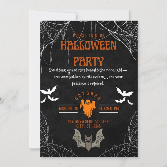 Wicked Ghost Halloween Party Invite (Front)
