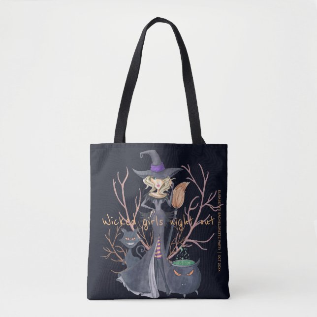 Wicked girls night out witch bachelorette party tote bag (Front)