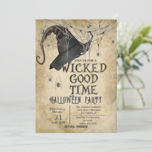 Wicked Good Time Adult Vintage Halloween Party Invitation