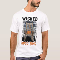 Wicked Good Time Halloween Skeleton Pumpkin T-Shir