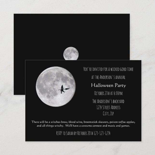 Wicked Good Time Moon - 3x5 Halloween Party Invite (Front/Back)