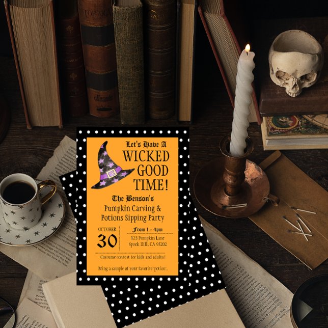 Wicked Good Time Orange Halloween Invitation (Creator Uploaded)