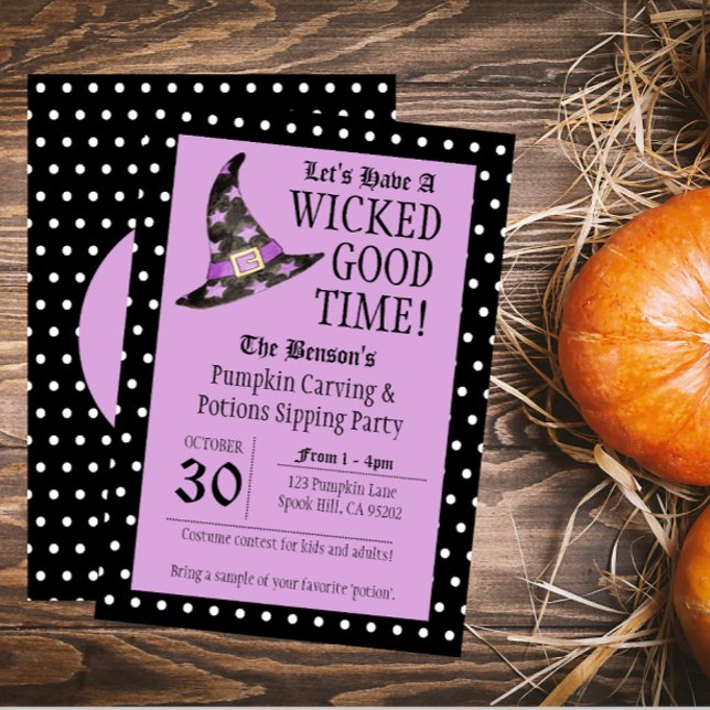 Wicked Good Time Purple Halloween Invitation (Creator Uploaded)