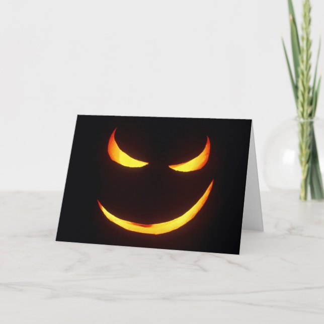 Wicked Grin Halloween Pumpkin Greeting Card (Front)
