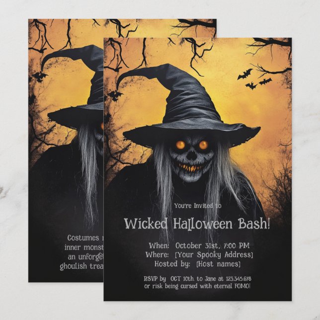 Wicked Halloween Bash Invitation (Front/Back)