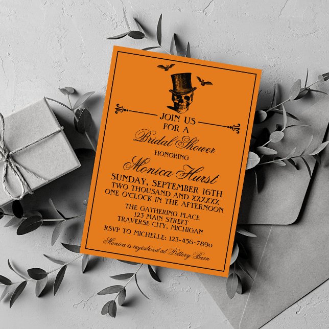 Wicked Halloween Orange Black Gothic Bridal Shower Invitation (Creator Uploaded)