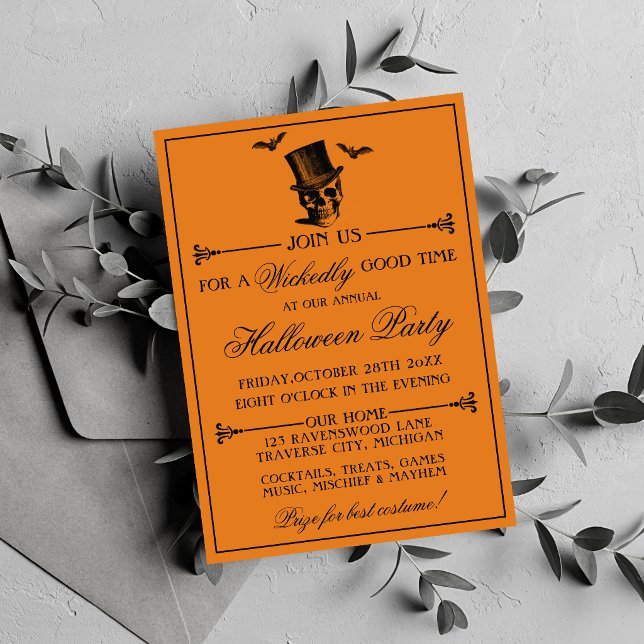 Wicked Halloween Orange Black Gothic Party Invitation (Creator Uploaded)