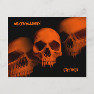 Wicked Halloween skulls Postcard