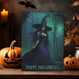 Wicked Halloween Witch in Purple and Black Folded Card