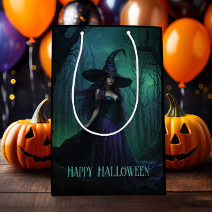 Wicked Halloween Witch in Purple and Black Medium Gift Bag