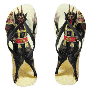 Wicked Krampus Scary Demon Holiday Christmas Xmas Jandals