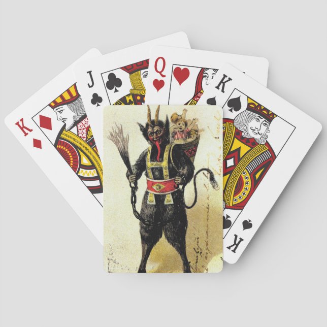 Wicked Krampus Scary Demon Holiday Christmas Xmas Playing Cards (Back)