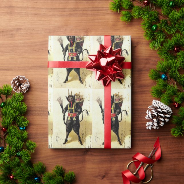 Wicked Krampus Scary Demon Holiday Christmas Xmas Wrapping Paper (Holiday Gift)
