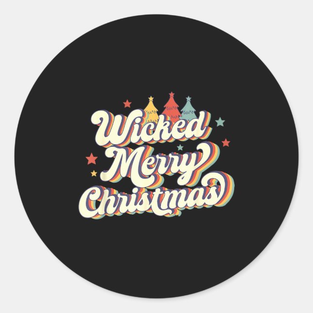 Wicked Merry Christmas Retro Groovy New England Xm Classic Round Sticker (Front)