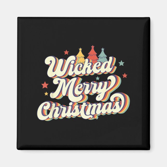 Wicked Merry Christmas Retro Groovy New England Xm Magnet (Front)