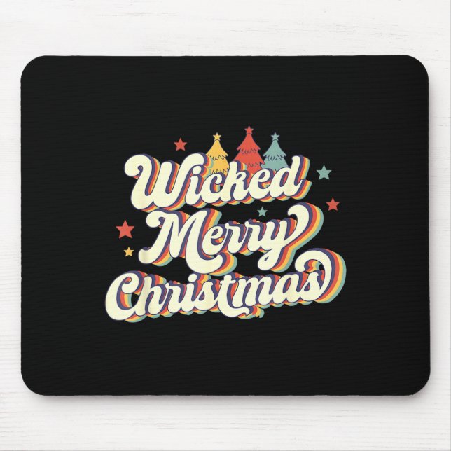 Wicked Merry Christmas Retro Groovy New England Xm Mouse Pad (Front)