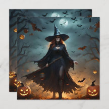 "Wicked Night: Scary Halloween Witch and Her Bats"