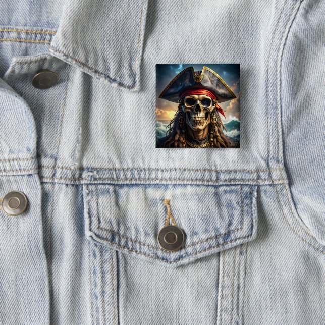 Wicked Pirate Skull Button (In Situ)
