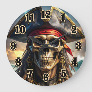 Wicked Pirate Skull Wall Clock